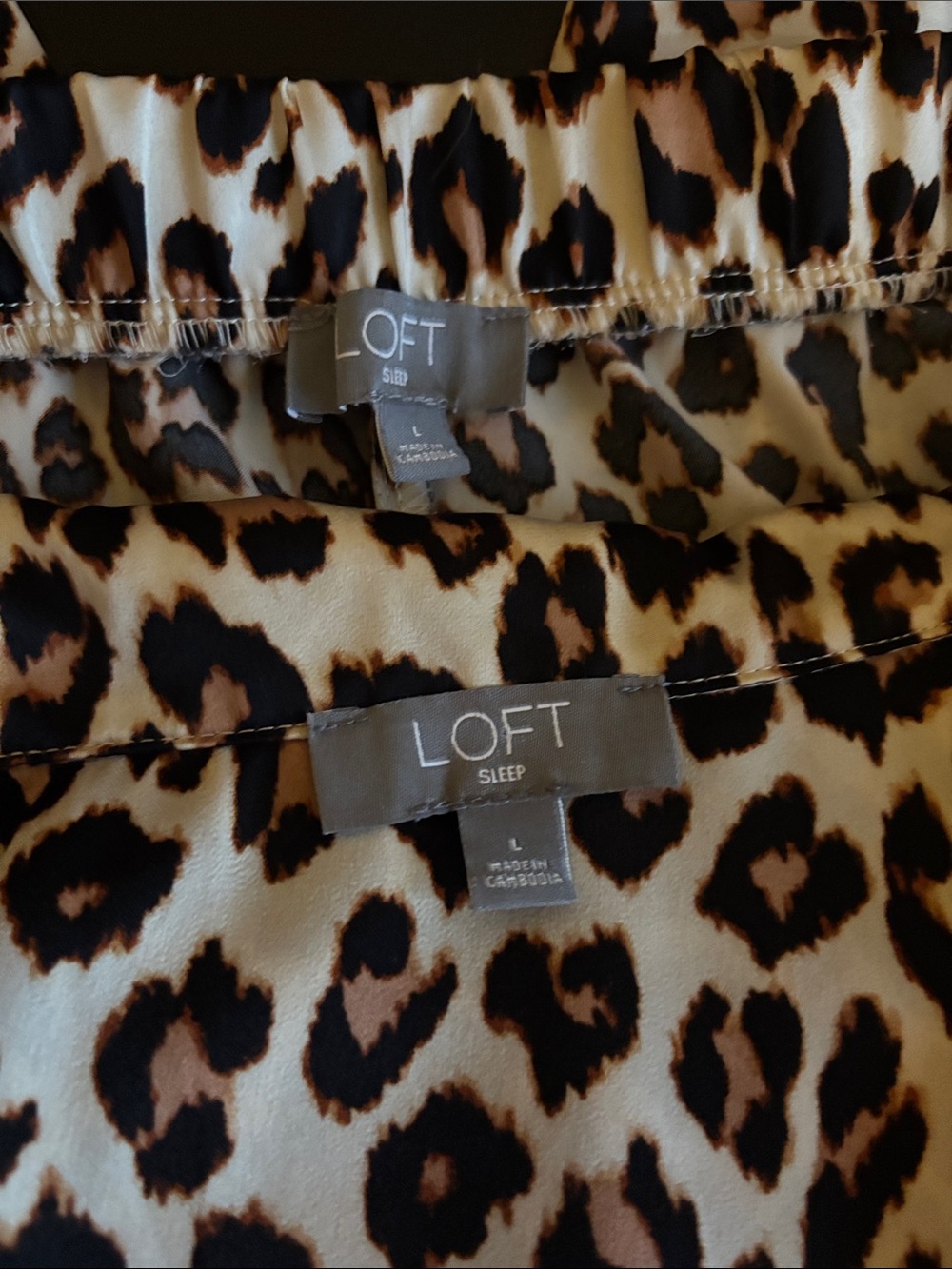 Loft Satin Notch Collar Pajama Leopard - LG - Picture 6 of 7